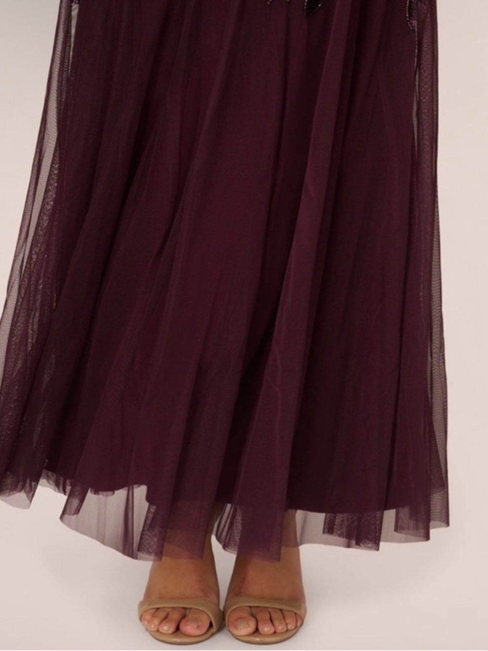 Adrianna Papell Plum Embellished Tulle Maxi Dress - Picture 5 of 14